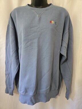 Wrangler Light Blue Crewneck Sweatshirt with Small Multicolor Fish Embroidery